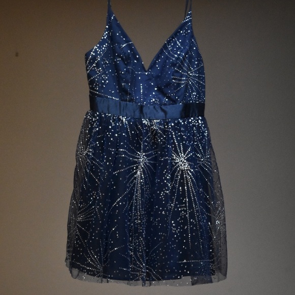 Navy-Blue Sparkly Dress Size L - Picture 1 of 3